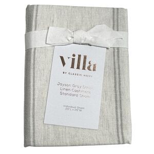 NWT Villa by Classic Home Jayson Linen Cashmere Blend Standard Sham Gray Stripe